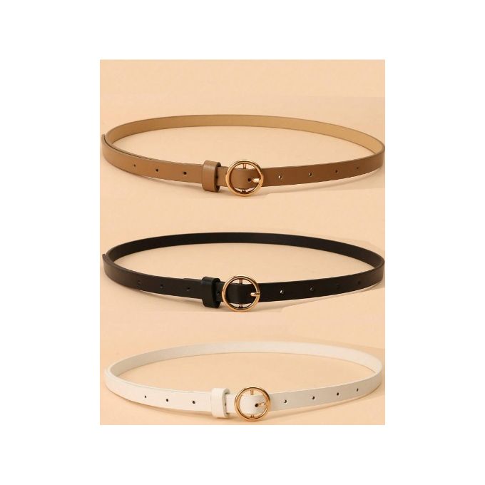 SHEIN 3pcs/set Women's Multi-color Round Buckle Thin Belt