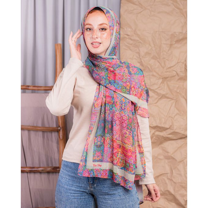 Tie Shop Chi Chi Chiffon - Chiffon - Size 200*75 - Multicolour - Cerise Pink - Yellow - Turquoise Blue
