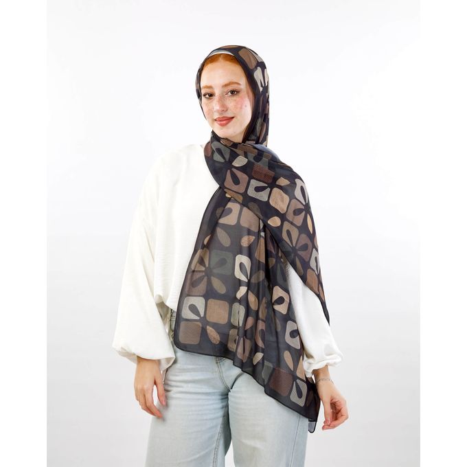 Tie Shop Chi Chi Chiffon - Chiffon - Size 200*75 - Multicolour - Black - Beige