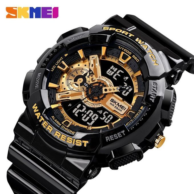 Skmei Watch Quartz Waterproof Wristwatches 1688 Black & Gold