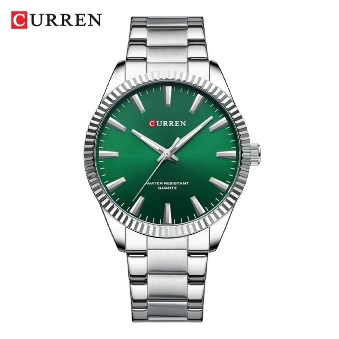 Curren 8425 Green Silver Stainless Steel Analog Watch For Men