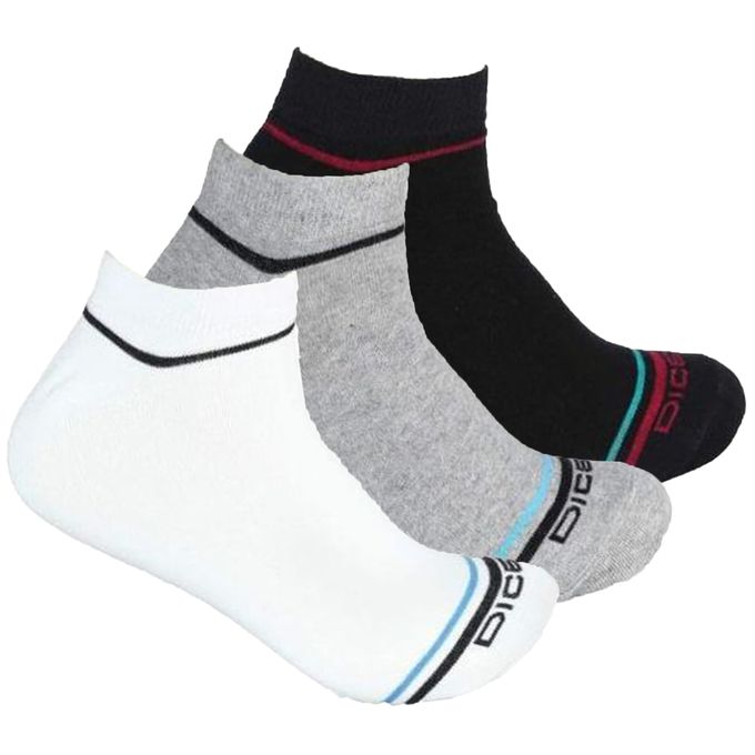 Dice Set Of (3) Cotton Ankle Socket Socks