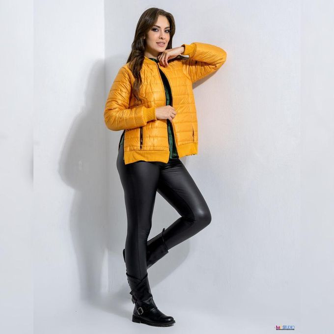 Jovly Side Zipped Split Quilted Jacket - Mango