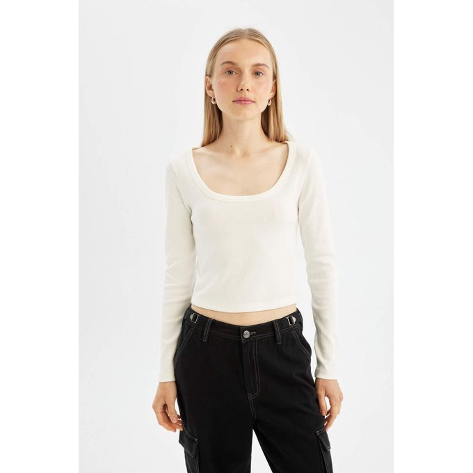 Defacto Fitted Ribbed Camisole Long Sleeve T-Shirt