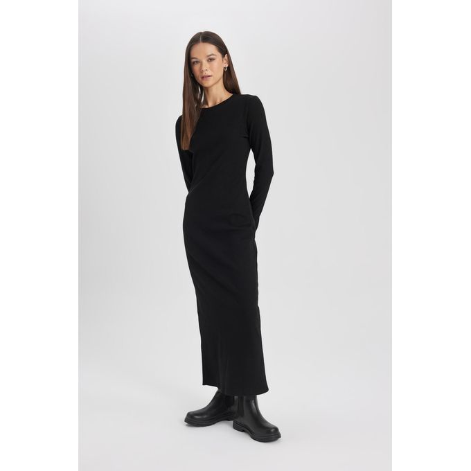 Defacto Woman C Neck Long Sleeve Knitted Bodycon Dress