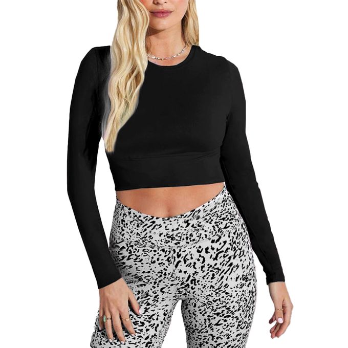 Nileton Sportswear - Crop Sport Top Long Sleeves – Black