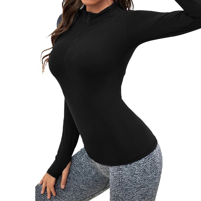 Nileton Half Zipper Sport Top Long Sleeves - Black