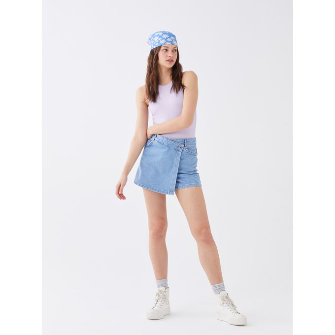 LC Waikiki Normal Waist Slim Fit Women Jean Short Skirt