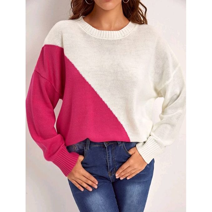 SHEIN Two Tone Drop Shoulder Sweater