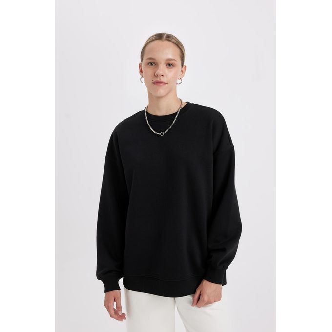 Defacto Woman Oversize Fit Crew Neck Long Sleeve Knitted Sweatshirt