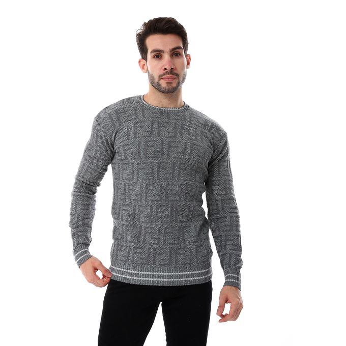Caesar Wool Mens Pullover With Multi Design