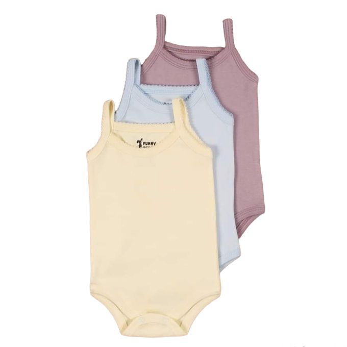 Funny Bunny - (3) Basic Sleeves Snap Closure Bodysuit - New Born