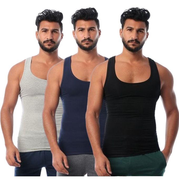 Dice Bundle Of Three Cotton Solid Undershirts