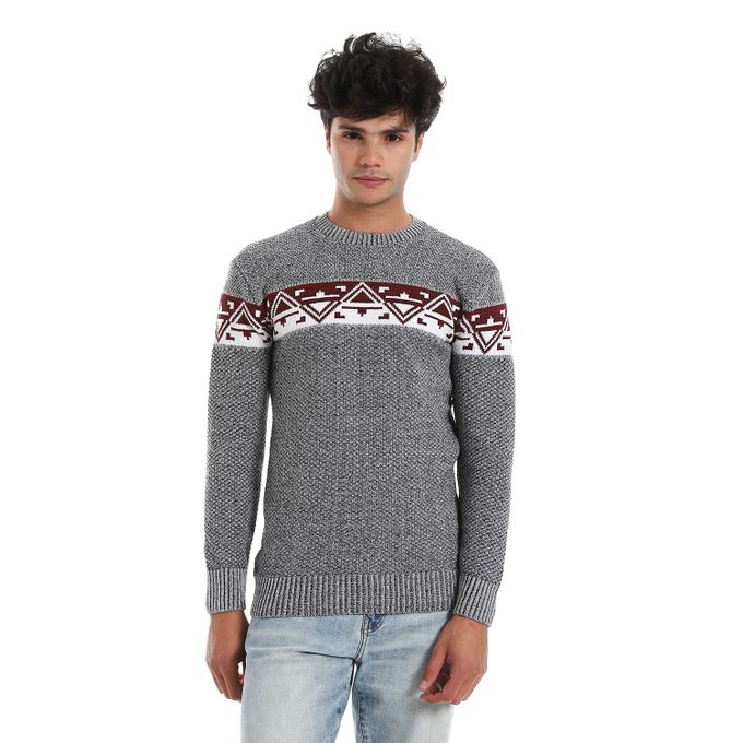 Caesar Wool Mens Pullover With Multi Design