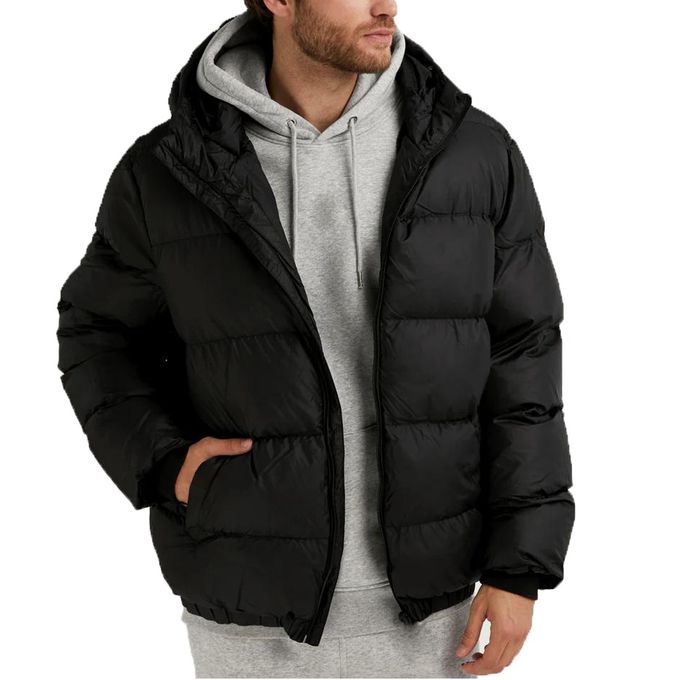 Waterproof Bomber Zipped Jacket With Removable Hood - Black