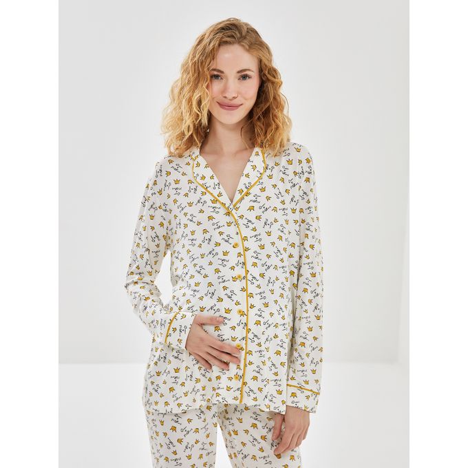 LC Waikiki Shirt Collar Printed Women's Pajamas Set