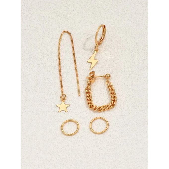 SHEIN 5pcs/set Star Decor Earrings Yellow Gold