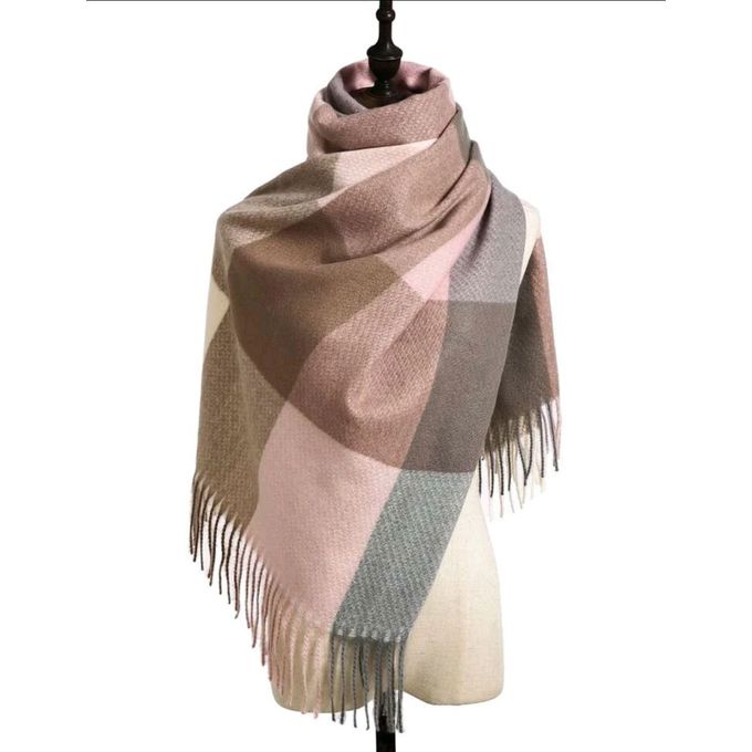 SHEIN Tassel Decor Color Block Scarf-2737