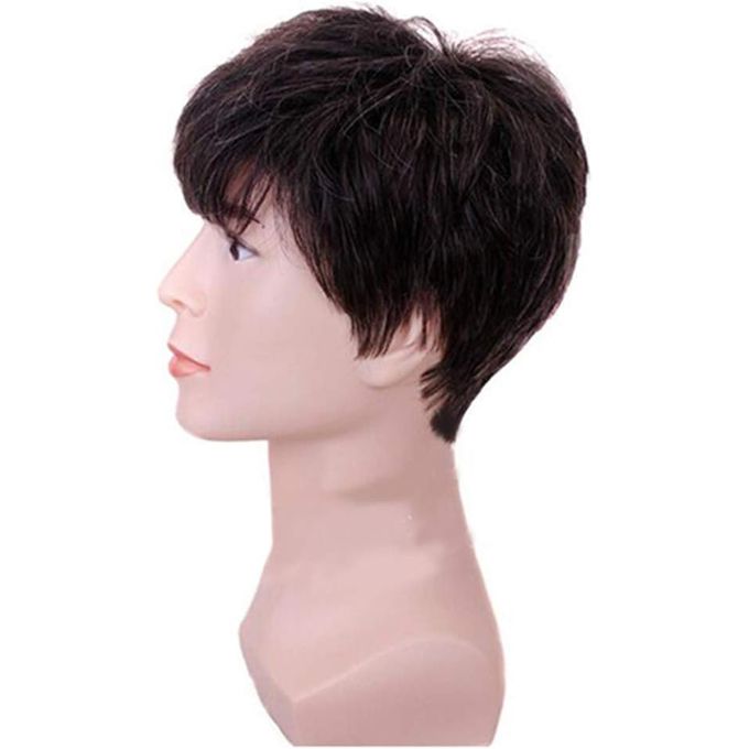 Synthetic Hair Wig For Men Short Straight In Brown Colour