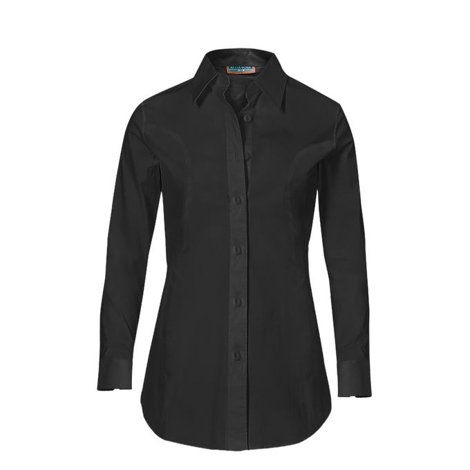 Casual Woman Solid Cotton Plus Size Shirt - BLACK
