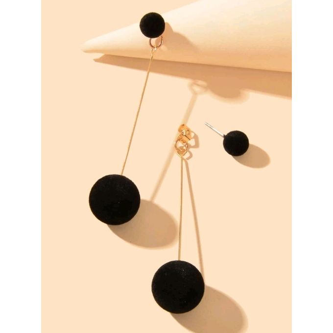 SHEIN 1pair Round Ball Decor Earring Jackets JEX-3976