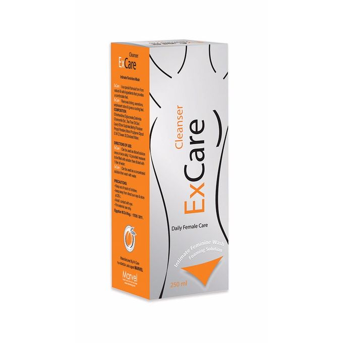 ExCare Vaginal Cleanser Intimate Feminine Wash Foaming Solution, Peach Scent, 250ml, 2 Packs