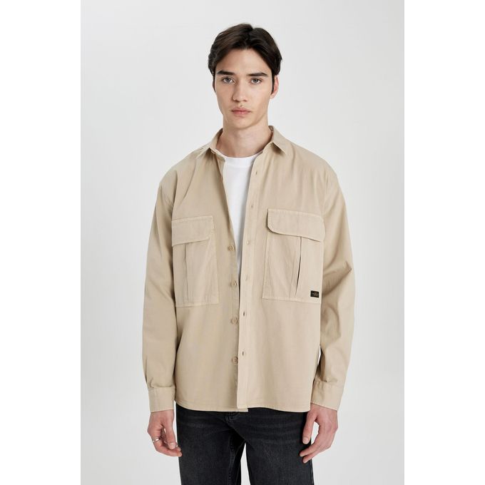 Defacto Man Relax Fit Woven Long Sleeve Shirt
