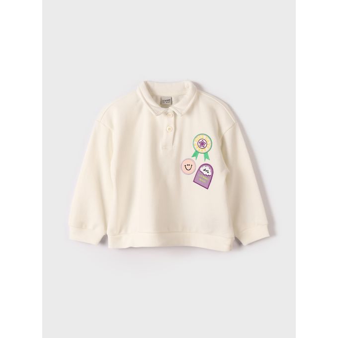 LC Waikiki Polo Neck Printed Long Sleeve Girl Sweatshirt