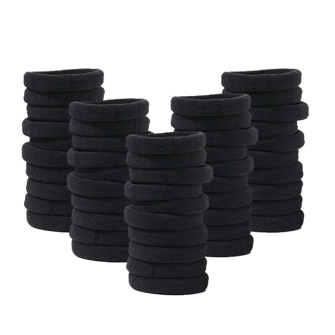 50 Medium Black Elastic Hair Ties