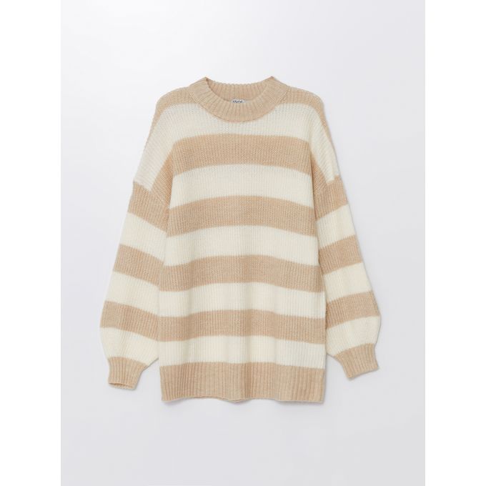 LC Waikiki Crew Neck Striped Long Sleeve Women's Tricot Sweater