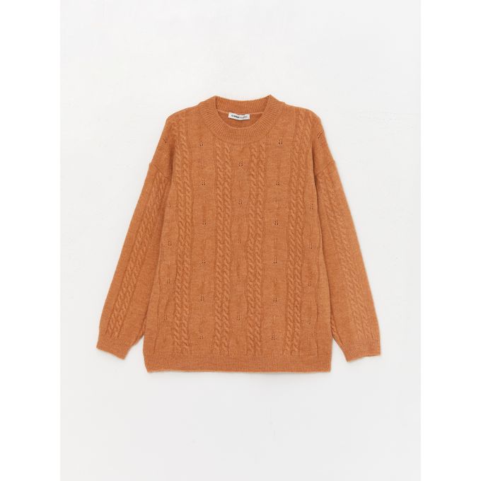 LC Waikiki Crew Neck Self Patterned Long Sleeve Women's Tricot Sweater