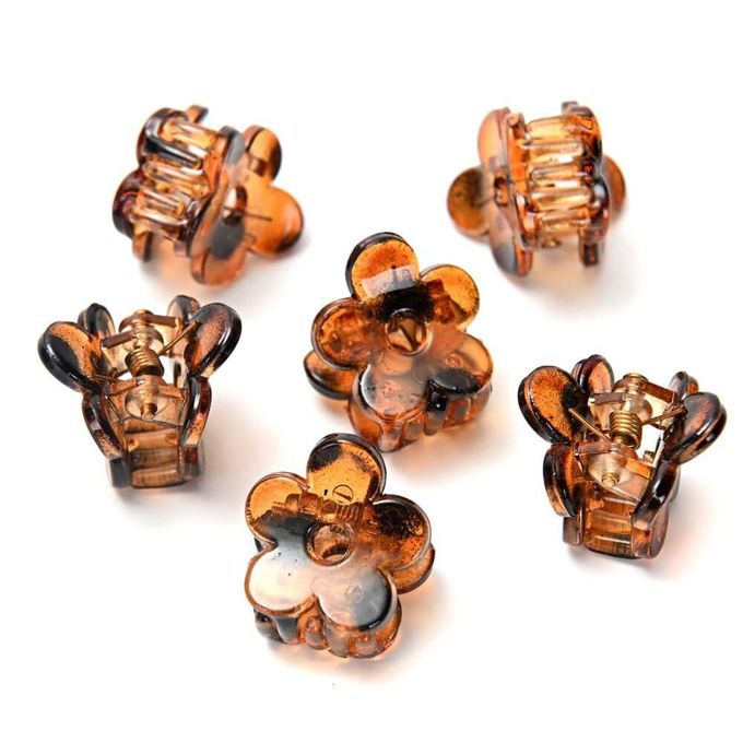 8 Small Brown Hair Claws For Women And Girls - 2cm