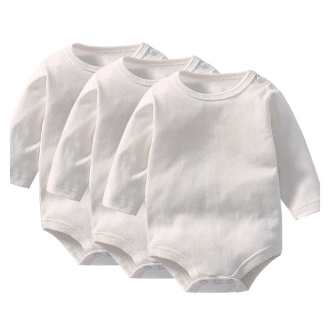 Funny Bunny - (3) Basic Long Sleeves Snap Closure Bodysuit