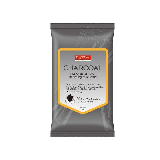 Purederm Charcoal - Make-Up Remover Cleansing Towelettes -ADS 633 - 30pcs