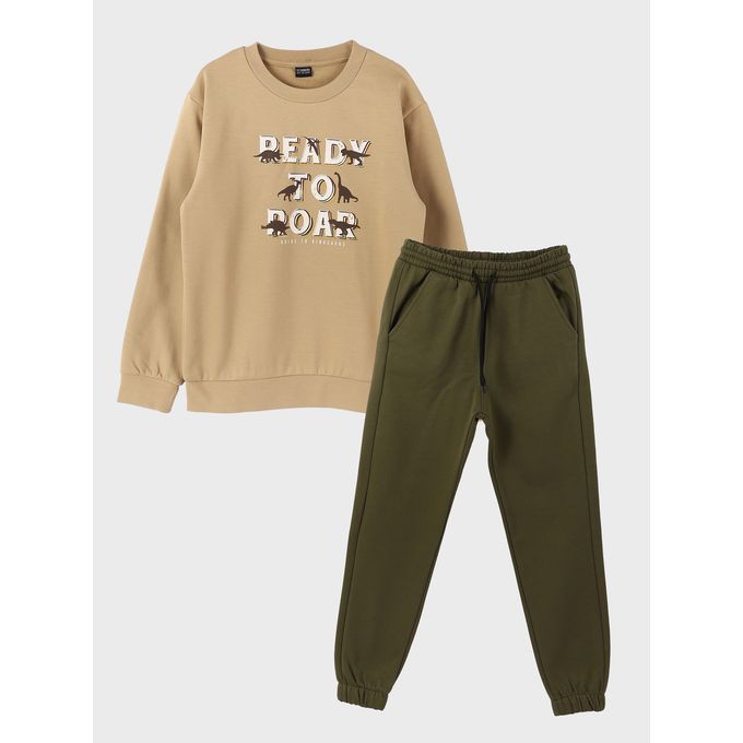 LC Waikiki Crew Neck Printed Long Sleeve Boy Sweatshirt And Sweatpants