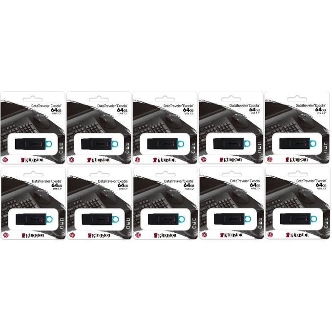 Kingston 64GB Exodia USB 3.2 Flash - DTX/64GB - 10 Pieces